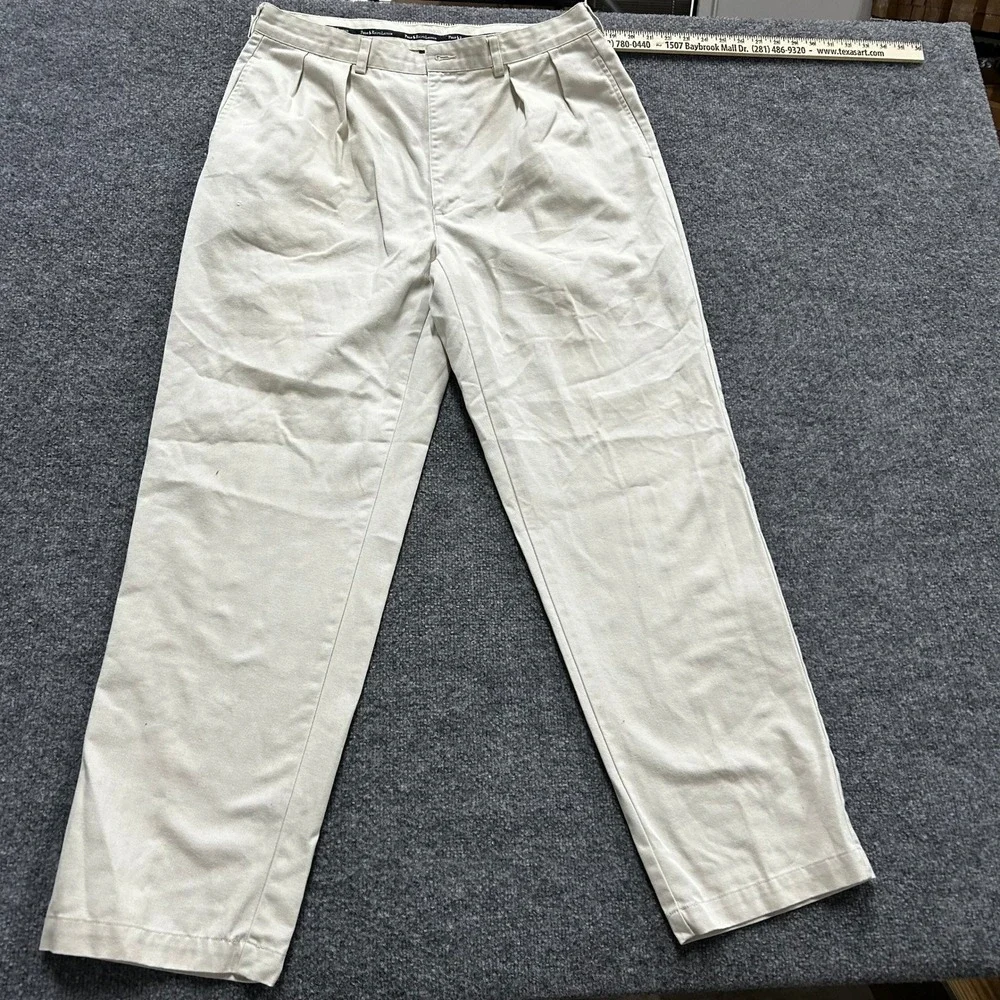 Polo Ralph Lauren Pants Mens Size 36x32 Beige Pleated Cotton Chino Classic Fit